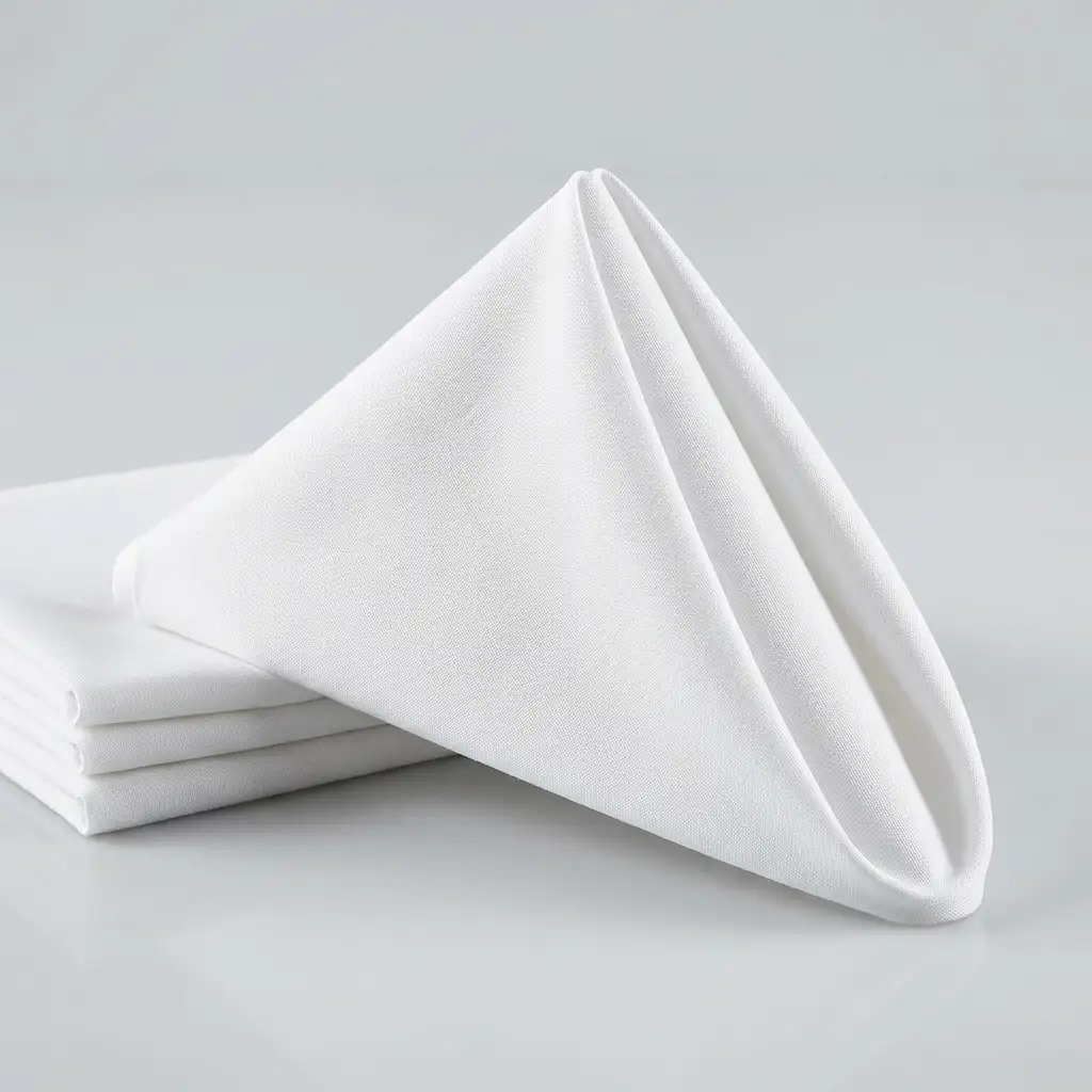 Napkins folded into pyramid shape