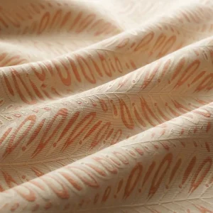 Coral Sunrise Frond Embossed Fabric