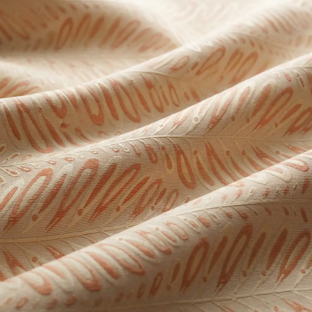 Coral Sunrise Frond Embossed Fabric